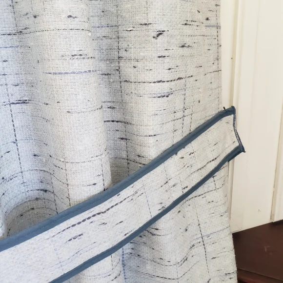 Sears Drapes 48W x 62L Tweed Print Pinch Pleat Curtains Blue VTG 50s 60s NEW